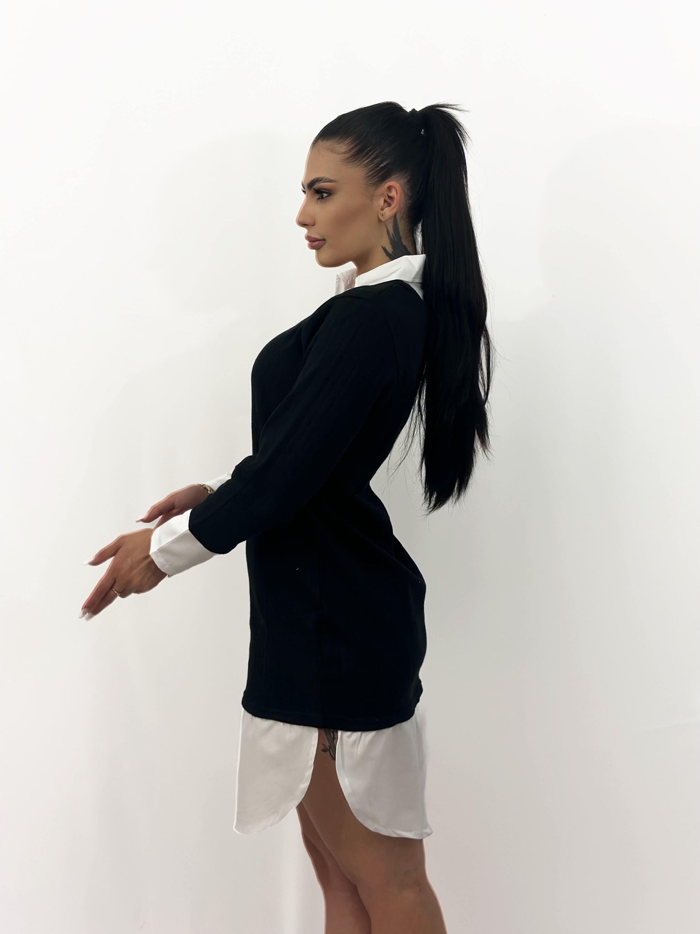 Rochie office stil layering integrat – eleganță smart-casual într-o singură piesă