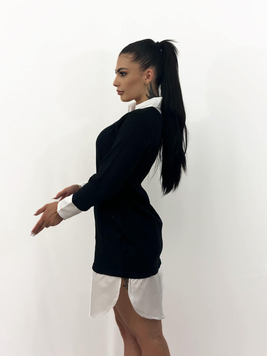 Rochie office stil layering integrat – eleganță smart-casual într-o singură piesă